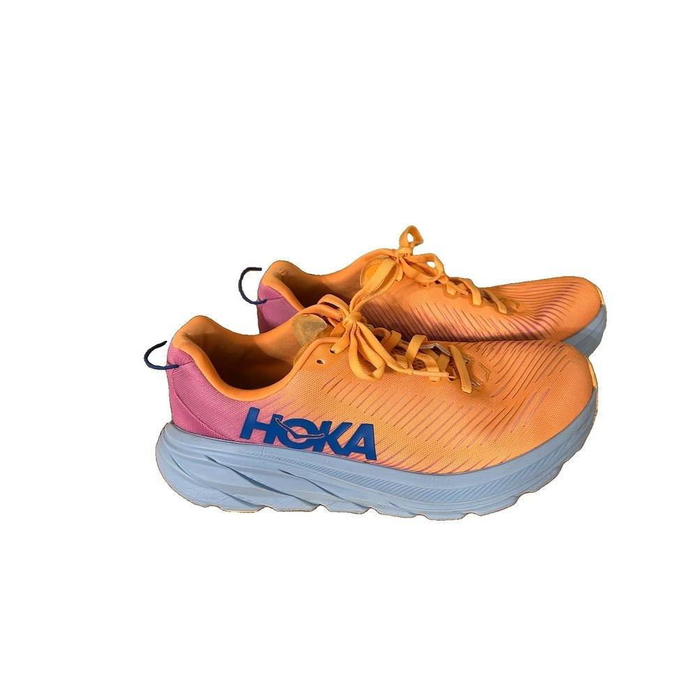 Hoka One One Rincon 3 Wide Running Shoes Women's Size 8.5 D Orange Blue Sports